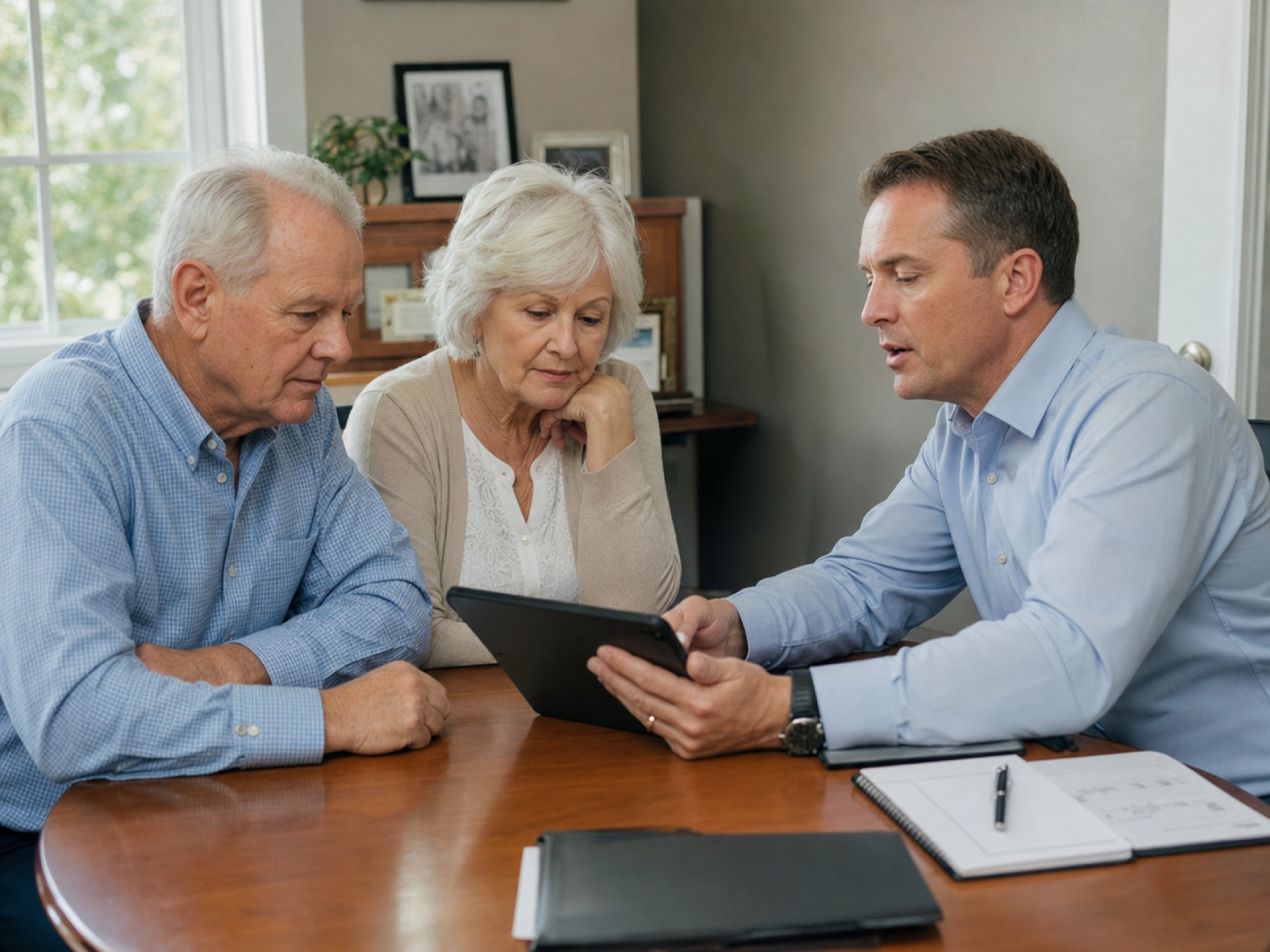 Financial advisor reviewing a plan with a retired couple